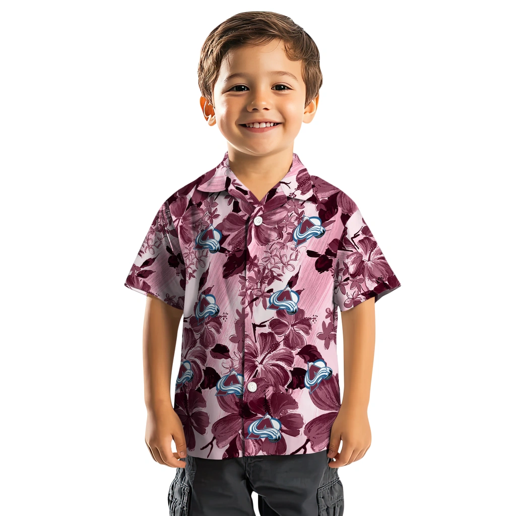 Colorado Avalanche Hawaiian Shirt - Hibiscus Arrangement colorado avalanche hibiscus arrangement burgundy hawaiian shirts top rated