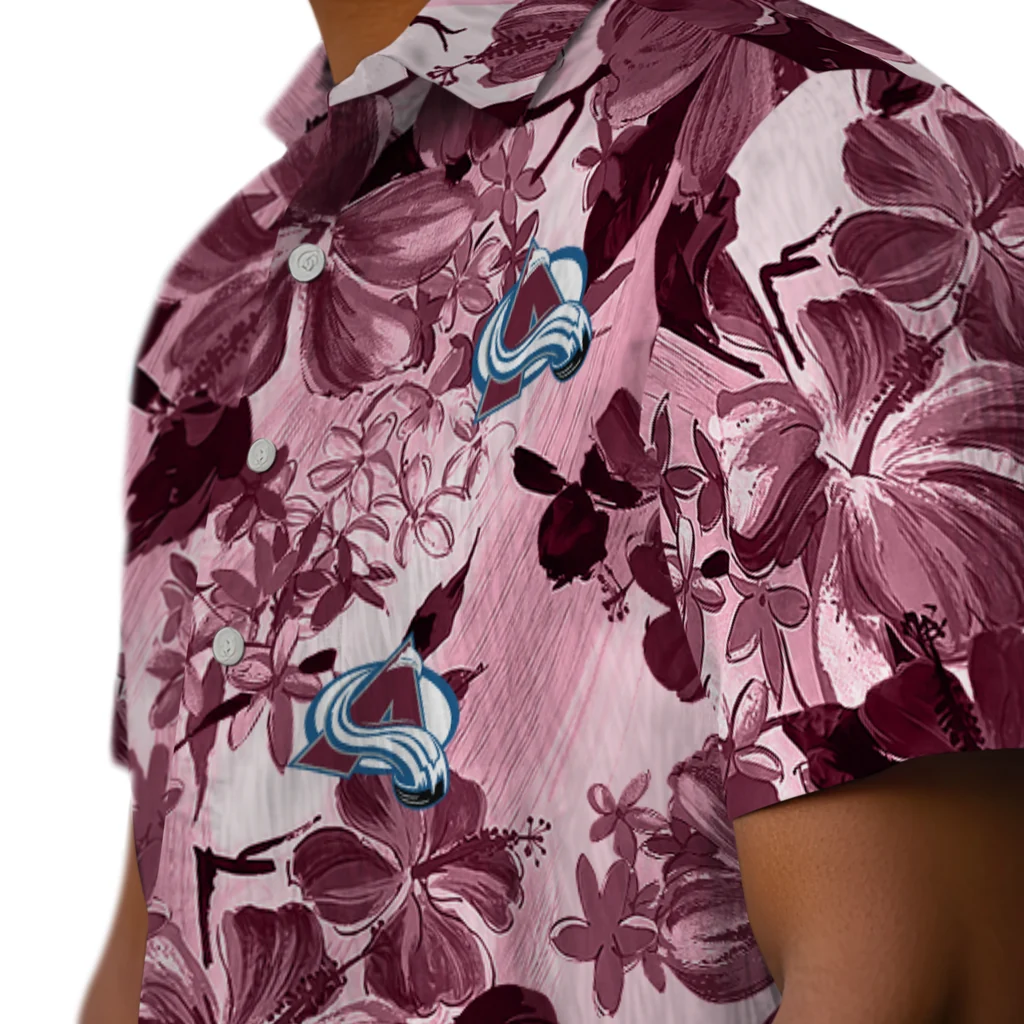 Colorado Avalanche Hawaiian Shirt - Hibiscus Arrangement colorado avalanche hibiscus arrangement burgundy hawaiian shirts trendy