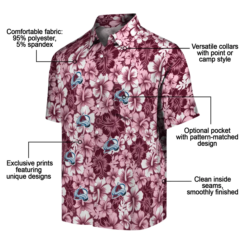 Colorado Avalanche Hawaiian Shirt - Hibiscus Blooms colorado avalanche hibiscus blooms burgundy hawaiian shirts new arrival