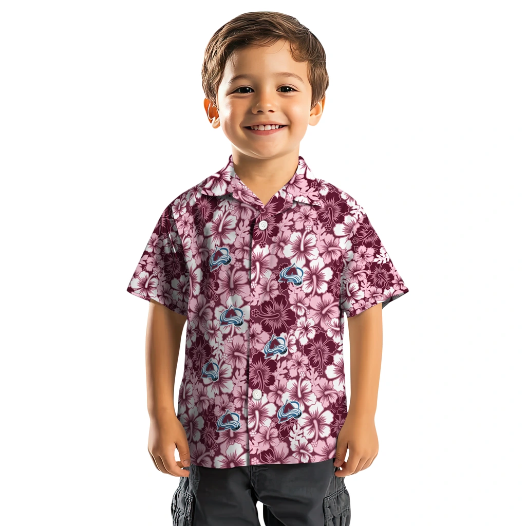 Colorado Avalanche Hawaiian Shirt - Hibiscus Blooms colorado avalanche hibiscus blooms burgundy hawaiian shirts top rated