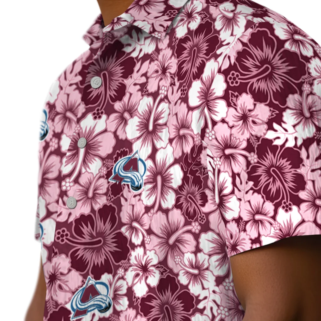 Colorado Avalanche Hawaiian Shirt - Hibiscus Blooms colorado avalanche hibiscus blooms burgundy hawaiian shirts trendy