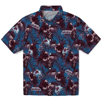 colorado avalanche hibiscus exotic burgundy hawaiian shirts best selling