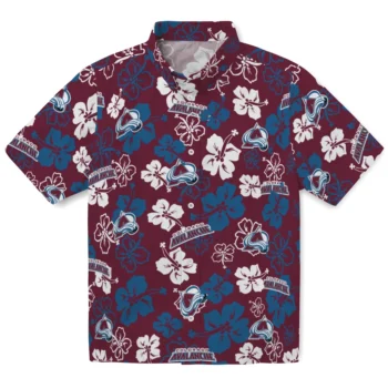 colorado avalanche hibiscus bloom burgundy hawaiian shirts best selling