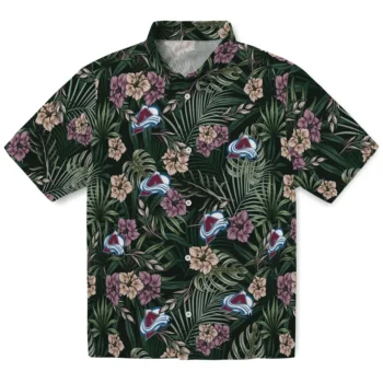 colorado avalanche hibiscus leaves pattern green hawaiian shirts best selling