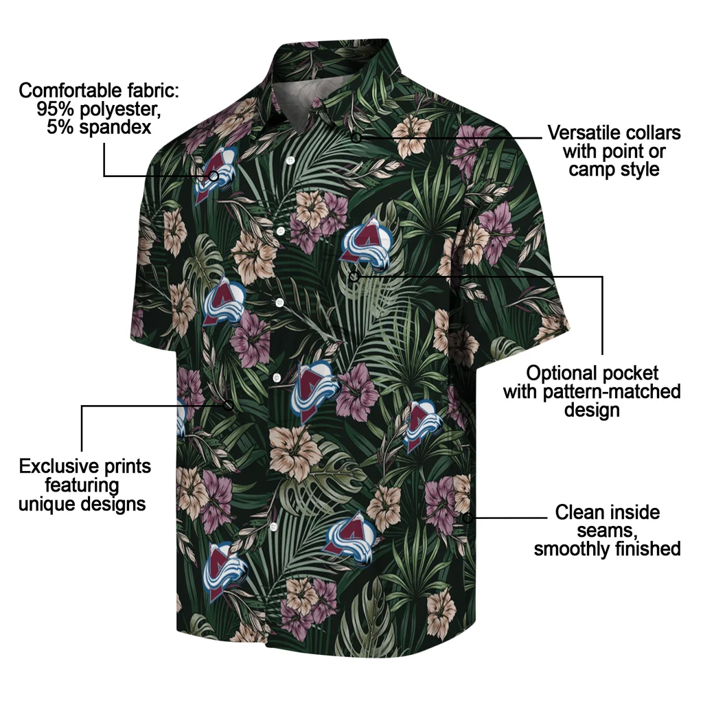 Colorado Avalanche Hawaiian Shirt - Hibiscus Leaves Pattern colorado avalanche hibiscus leaves pattern green hawaiian shirts new arrival