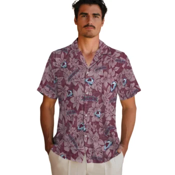 colorado avalanche hibiscus oasis burgundy hawaiian shirts fashion forward