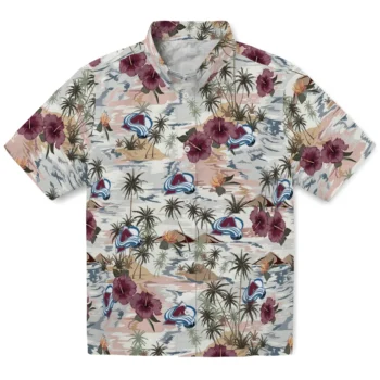 colorado avalanche hibiscus seaside white hawaiian shirts best selling