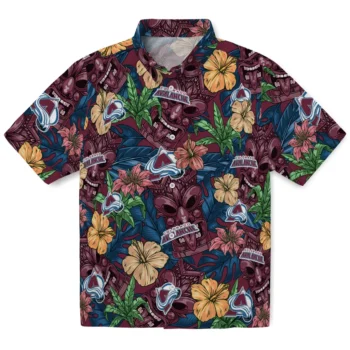 colorado avalanche tiki jungle burgundy hawaiian shirts best selling