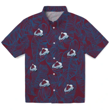 colorado avalanche leaf outline burgundy hawaiian shirts best selling