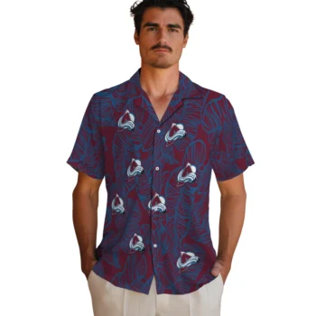 colorado avalanche leaf outline burgundy hawaiian shirts fashion forward