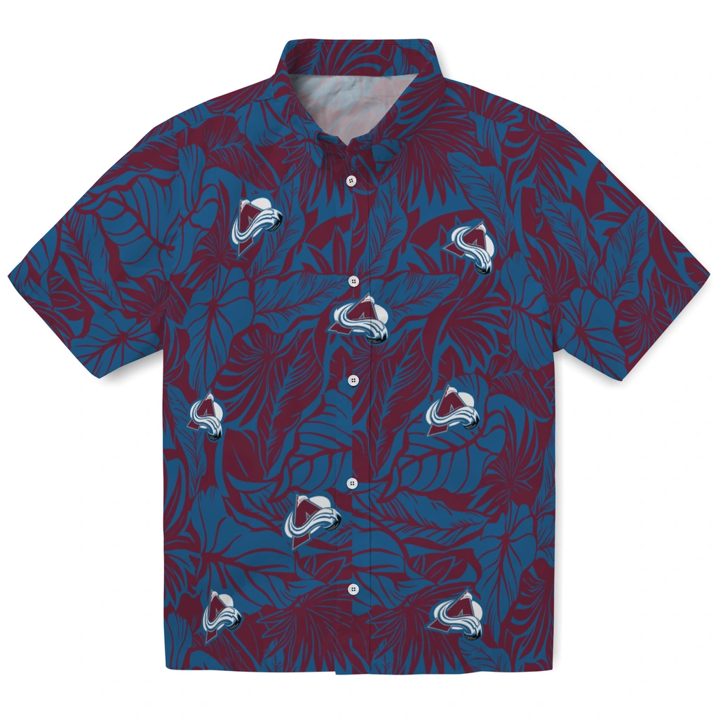 Colorado Avalanche Hawaiian Shirt - Monstera Layer colorado avalanche monstera layer burgundy hawaiian shirts best selling
