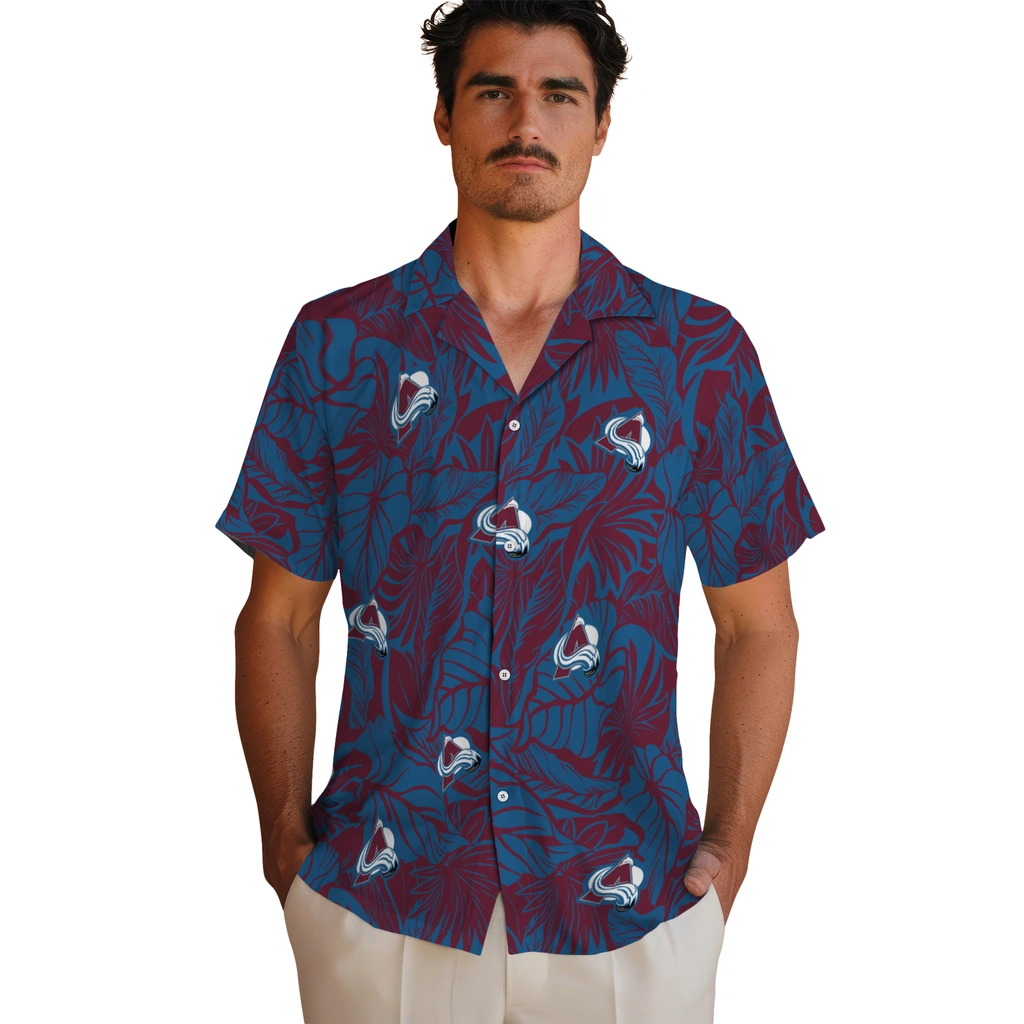 Colorado Avalanche Hawaiian Shirt - Monstera Layer colorado avalanche monstera layer burgundy hawaiian shirts fashion forward