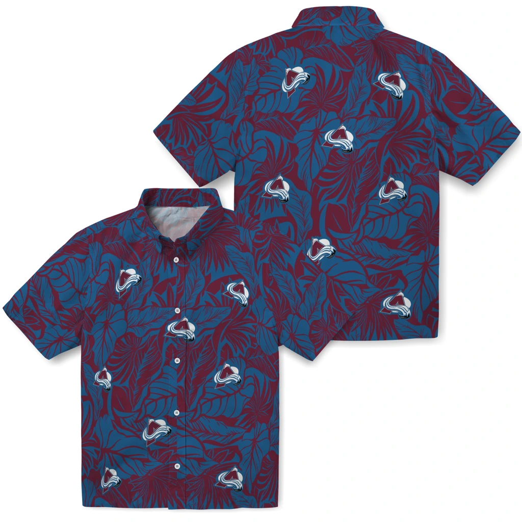 Colorado Avalanche Hawaiian Shirt - Monstera Layer colorado avalanche monstera layer burgundy hawaiian shirts high quality