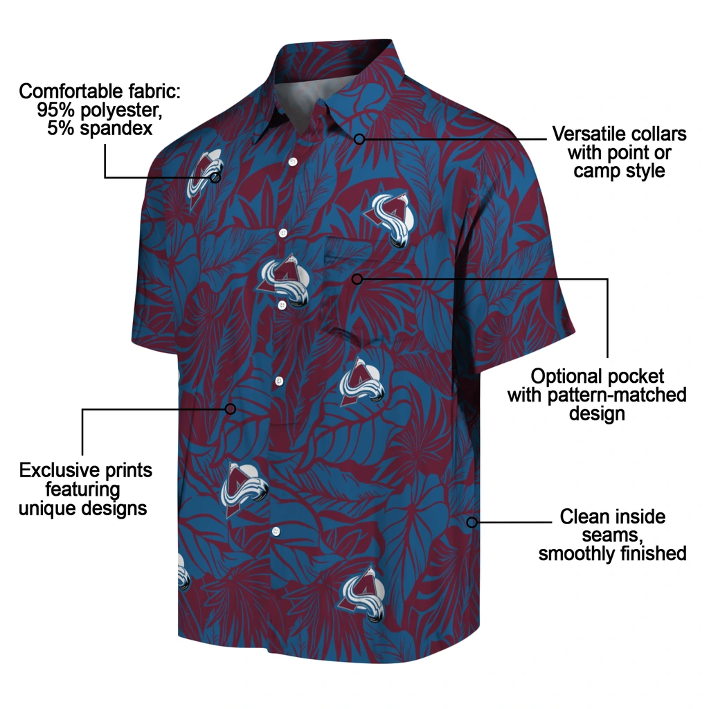 Colorado Avalanche Hawaiian Shirt - Monstera Layer colorado avalanche monstera layer burgundy hawaiian shirts new arrival