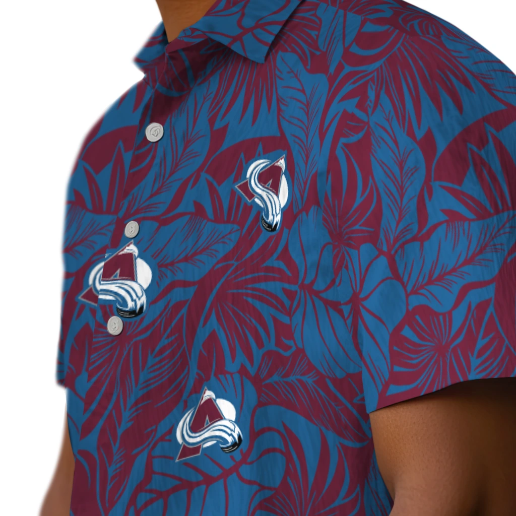 Colorado Avalanche Hawaiian Shirt - Monstera Layer colorado avalanche monstera layer burgundy hawaiian shirts trendy
