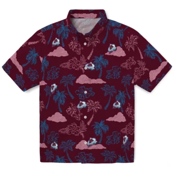 colorado avalanche palm and clouds burgundy hawaiian shirts best selling