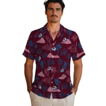 colorado avalanche palm and clouds burgundy hawaiian shirts fashion forward