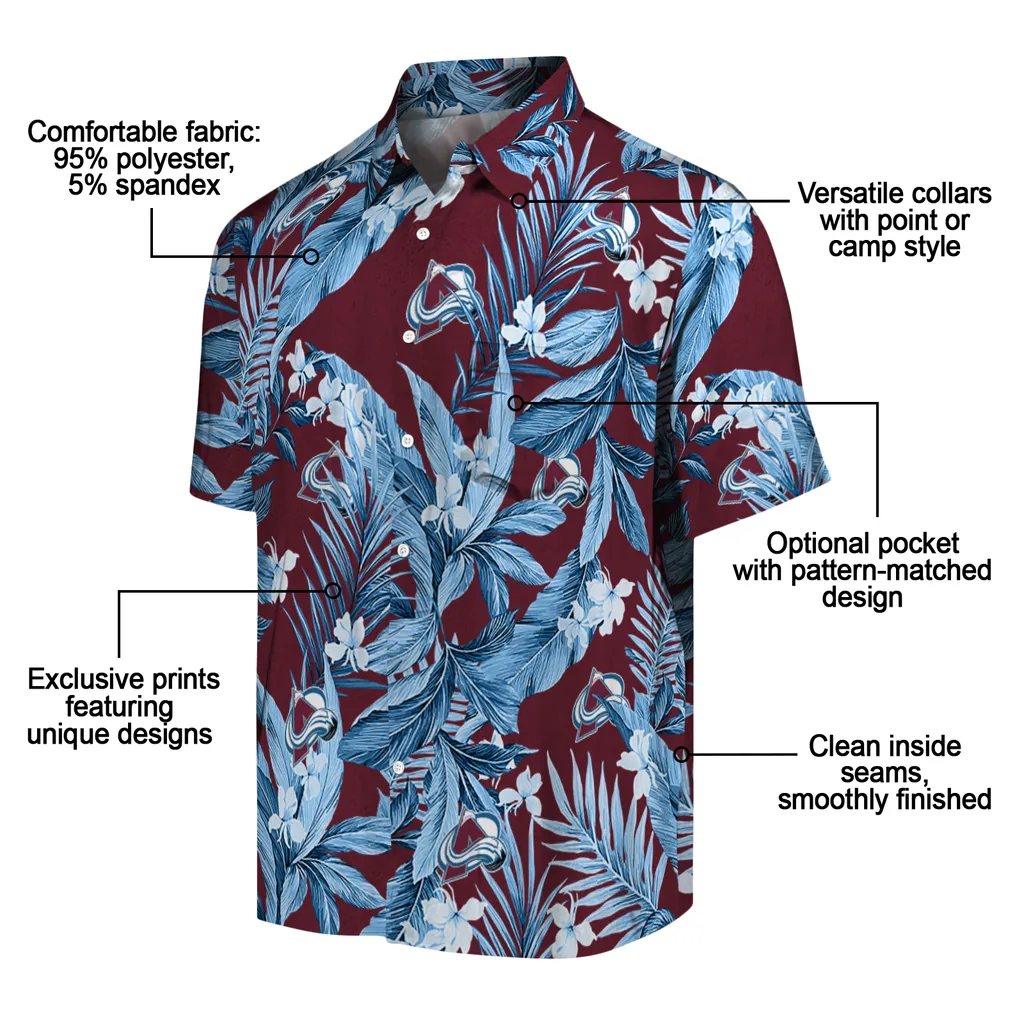Colorado Avalanche Hawaiian Shirt - Palm Leaves colorado avalanche palm leaves burgundy hawaiian shirts new arrival
