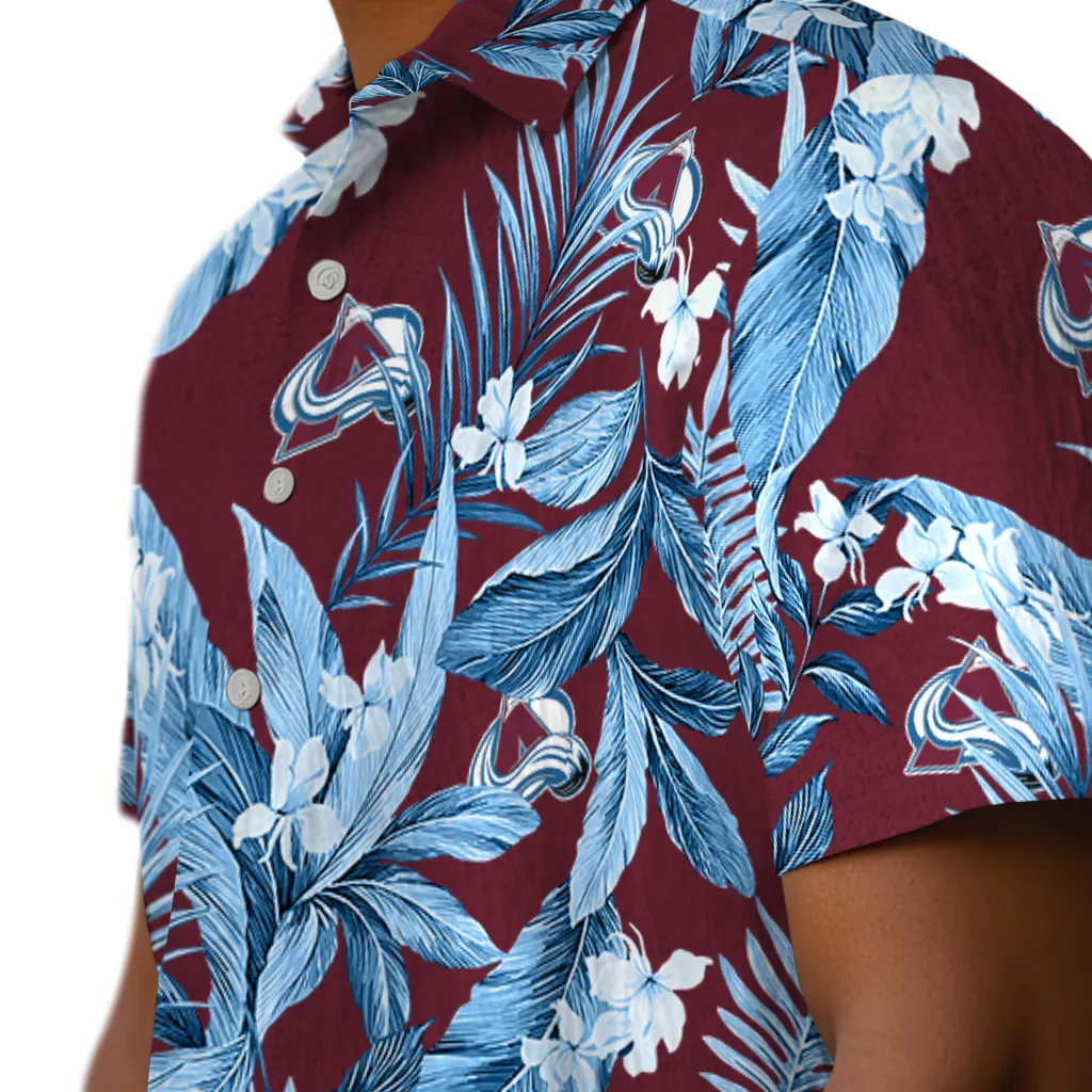 Colorado Avalanche Hawaiian Shirt - Palm Leaves colorado avalanche palm leaves burgundy hawaiian shirts trendy
