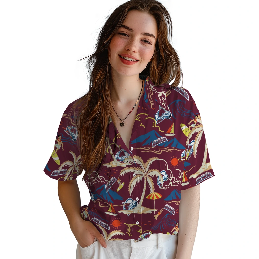 Colorado Avalanche Hawaiian Shirt - Palm Tree Island colorado avalanche palm tree island burgundy hawaiian shirts latest model