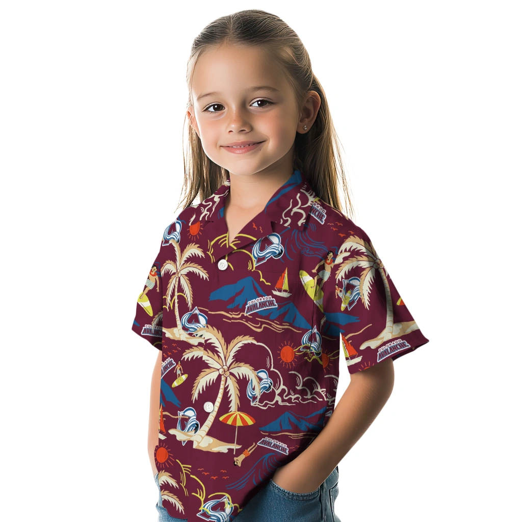 Colorado Avalanche Hawaiian Shirt - Palm Tree Island colorado avalanche palm tree island burgundy hawaiian shirts premium grade