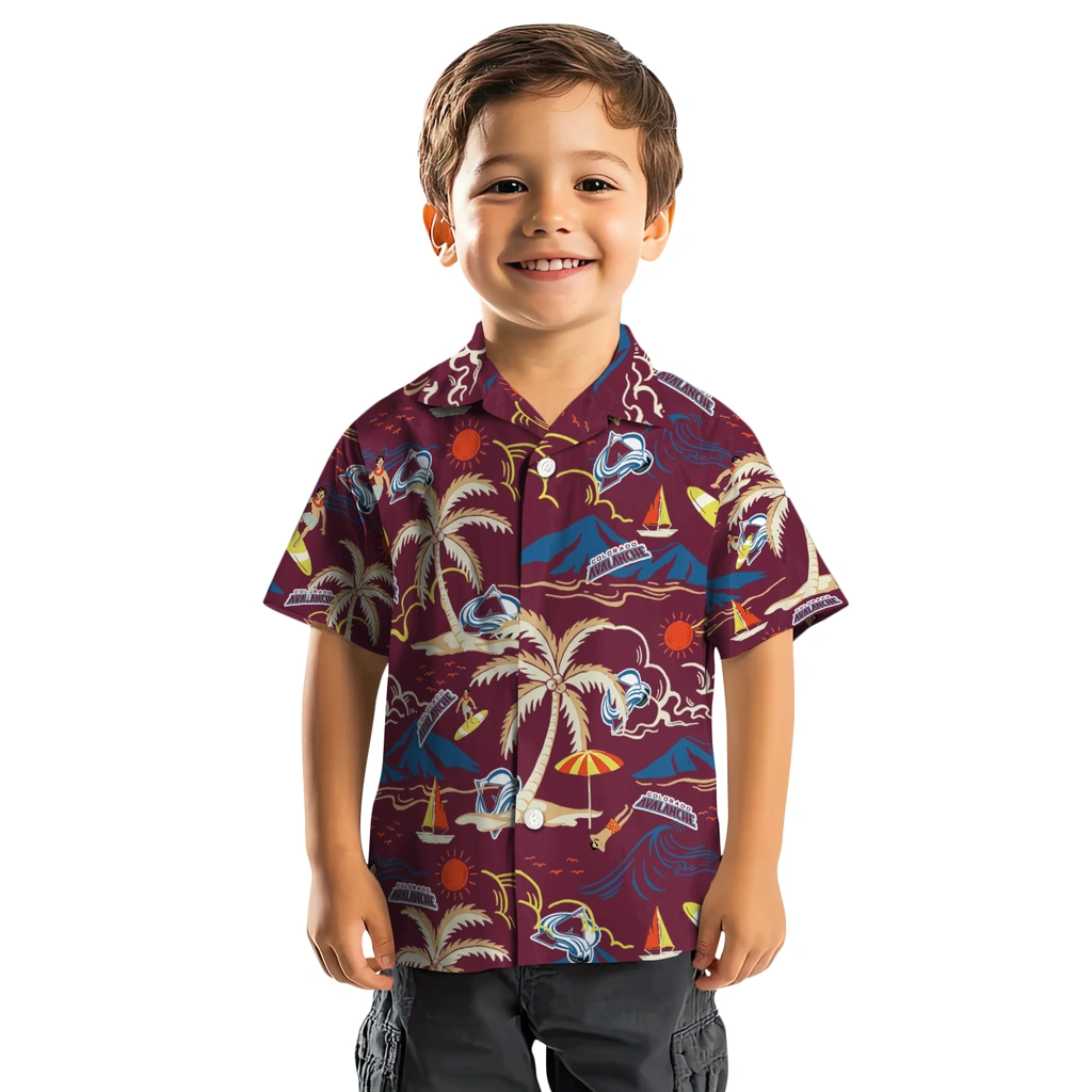Colorado Avalanche Hawaiian Shirt - Palm Tree Island colorado avalanche palm tree island burgundy hawaiian shirts top rated