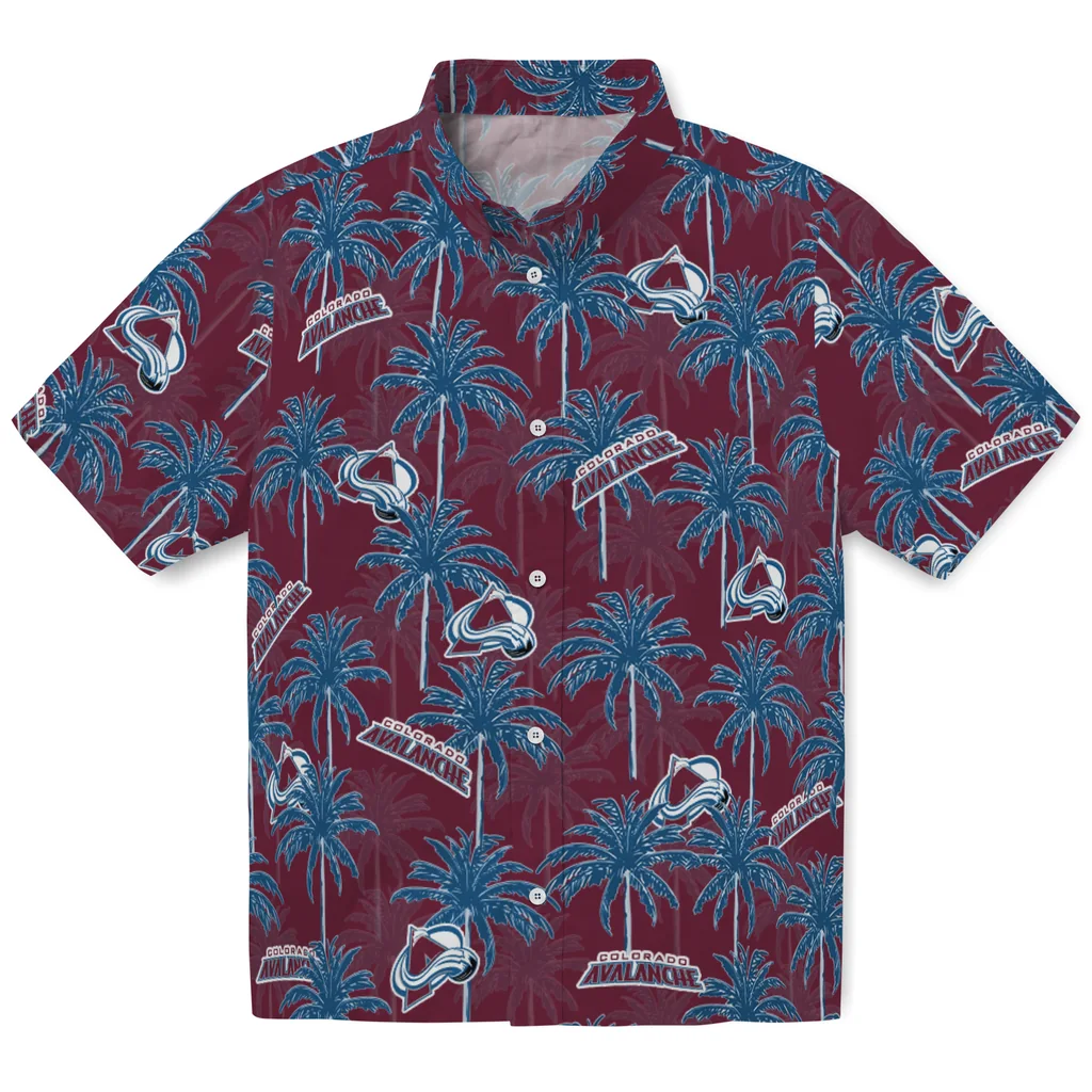 Colorado Avalanche Hawaiian Shirt - Palm Tree Motif colorado avalanche palm grove burgundy hawaiian shirts best selling