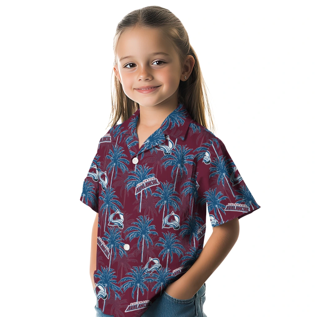 Colorado Avalanche Hawaiian Shirt - Palm Tree Motif colorado avalanche palm grove burgundy hawaiian shirts premium grade
