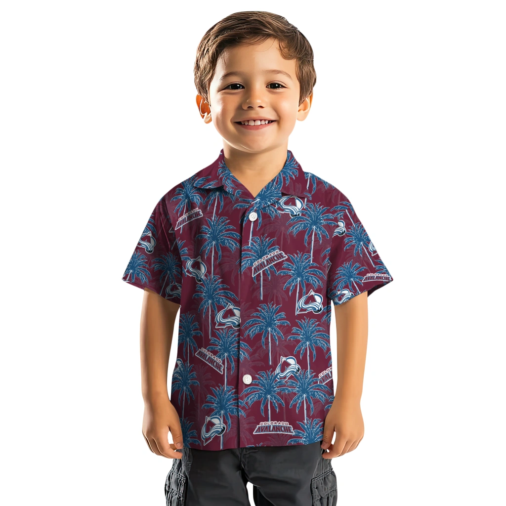 Colorado Avalanche Hawaiian Shirt - Palm Tree Motif colorado avalanche palm grove burgundy hawaiian shirts top rated