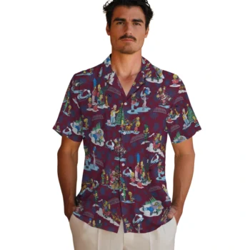 colorado avalanche simpsons christmas burgundy hawaiian shirts fashion forward