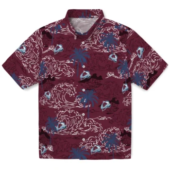 colorado avalanche wave palm burgundy hawaiian shirts best selling