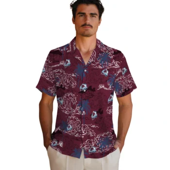 colorado avalanche wave palm burgundy hawaiian shirts fashion forward