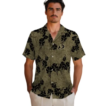 colorado buffaloes hibiscus petals gold hawaiian shirts fashion forward