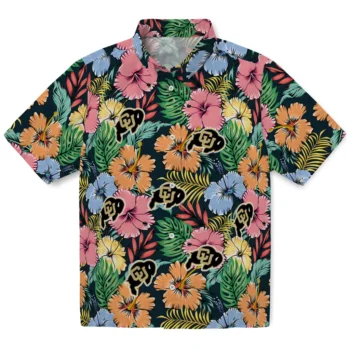 colorado buffaloes brilliant hibiscus garden hawaiian shirts best selling