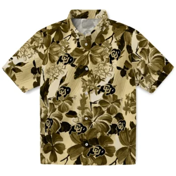 colorado buffaloes hibiscus arrangement gold hawaiian shirts best selling