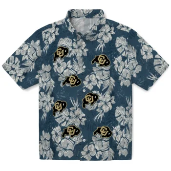 colorado buffaloes hibiscus flowers navy blue hawaiian shirts best selling