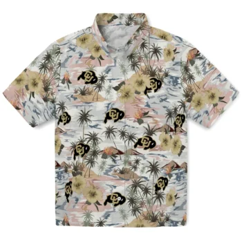 colorado buffaloes hibiscus seaside white hawaiian shirts best selling