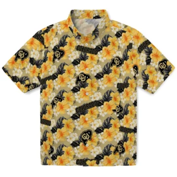 colorado buffaloes hibiscus tropics gold yellow hawaiian shirts best selling