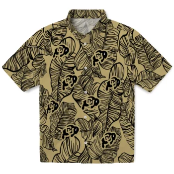 colorado buffaloes leaf outline gold hawaiian shirts best selling
