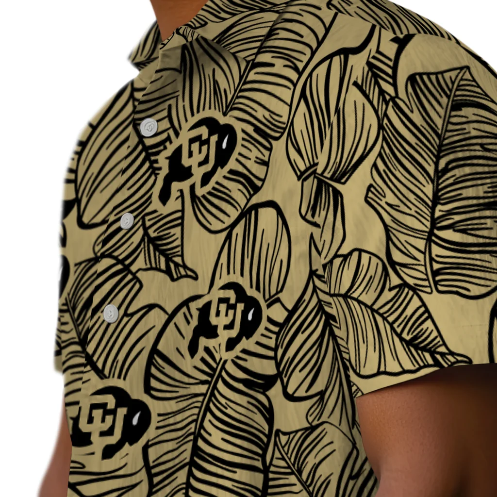 Colorado Buffaloes Hawaiian Shirt - Leaf Outline colorado buffaloes leaf outline gold hawaiian shirts trendy