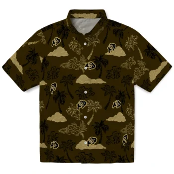 colorado buffaloes palm and clouds gold hawaiian shirts best selling