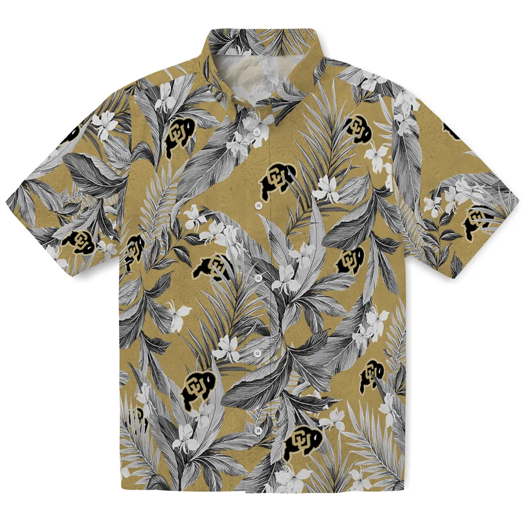 Colorado Buffaloes Hawaiian Shirt - Palm Leaves colorado buffaloes palm leaves gold hawaiian shirts best selling