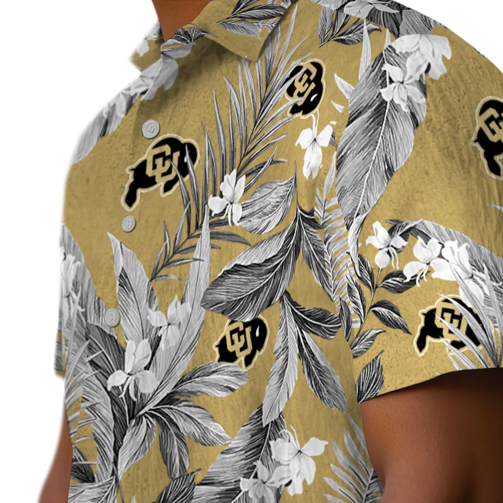 Colorado Buffaloes Hawaiian Shirt - Palm Leaves colorado buffaloes palm leaves gold hawaiian shirts trendy