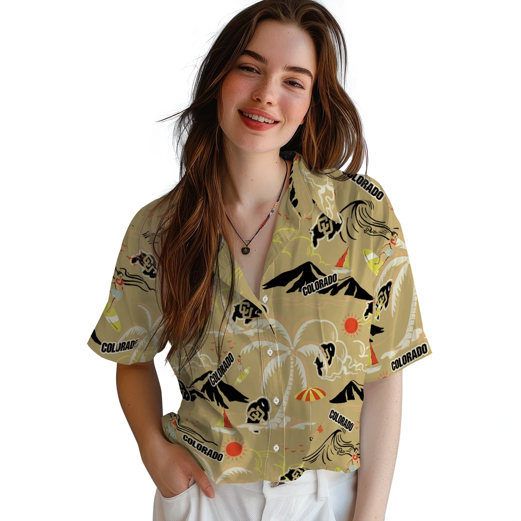 Colorado Buffaloes Hawaiian Shirt - Palm Tree Island colorado buffaloes palm tree island gold hawaiian shirts latest model