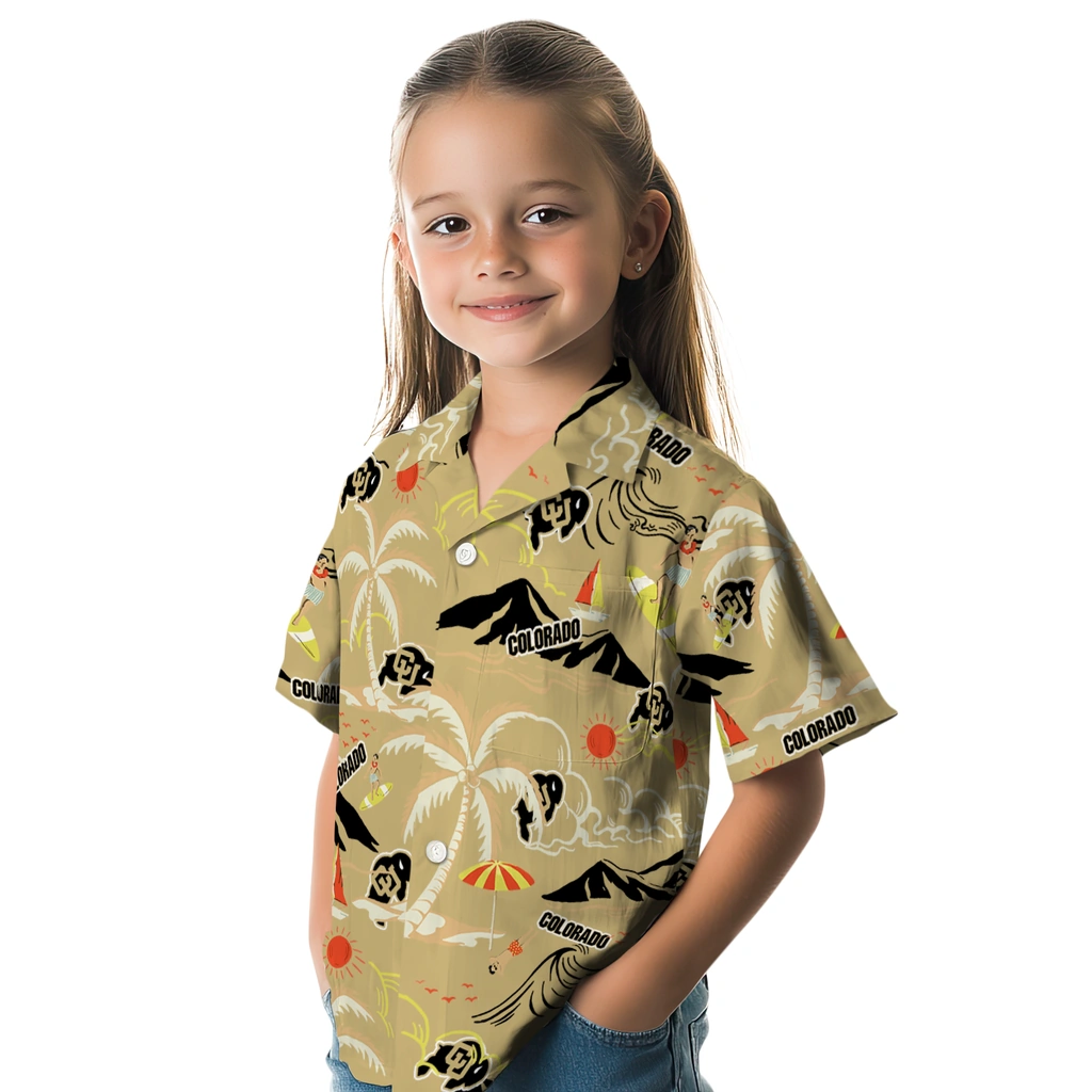 Colorado Buffaloes Hawaiian Shirt - Palm Tree Island colorado buffaloes palm tree island gold hawaiian shirts premium grade