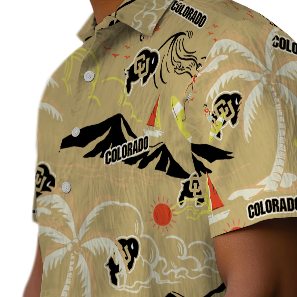 Colorado Buffaloes Hawaiian Shirt - Palm Tree Island colorado buffaloes palm tree island gold hawaiian shirts trendy