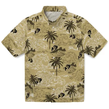 colorado buffaloes wave palm gold hawaiian shirts best selling