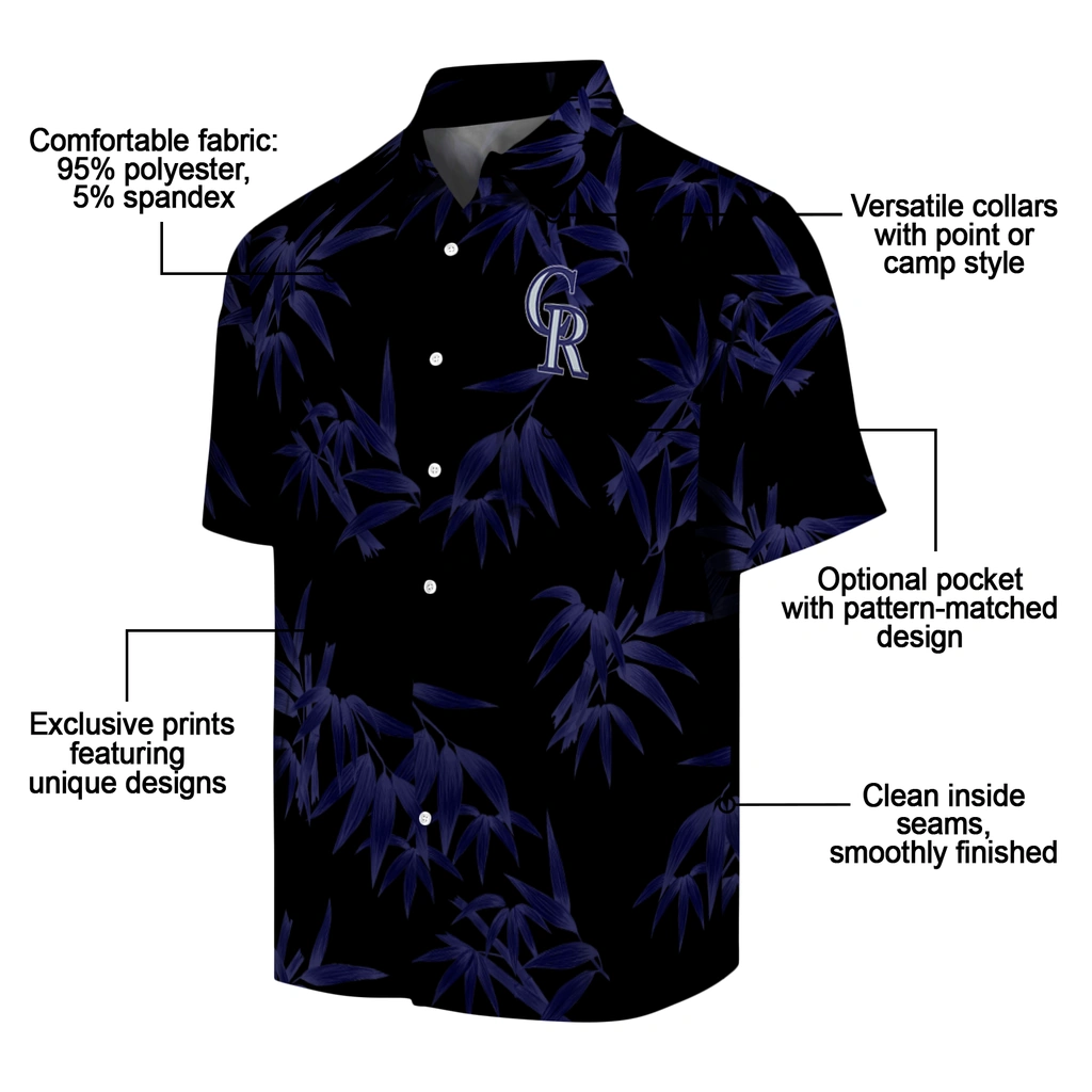 Colorado Rockies Hawaiian Shirt - Bamboo Branches colorado rockies bamboo branches blue black hawaiian shirts new arrival
