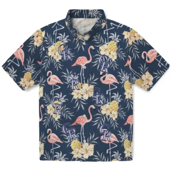 colorado rockies flamingo hibiscus navy hawaiian shirts best selling