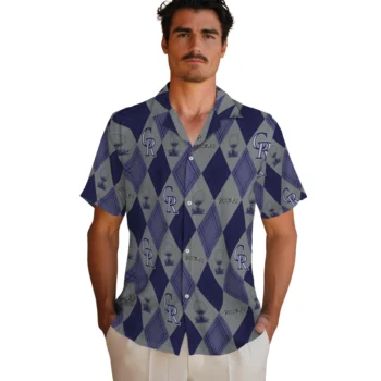 colorado rockies balloon plaid blue hawaiian shirts fashion forward